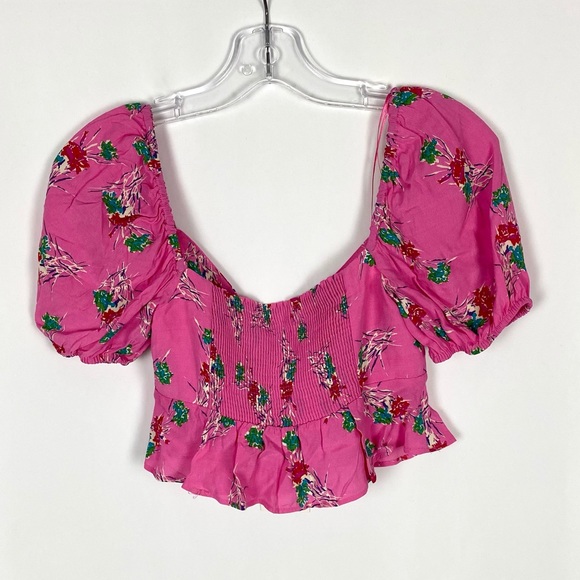 Zara Floral Cropped Pink Blouse - Picture 3 of 4